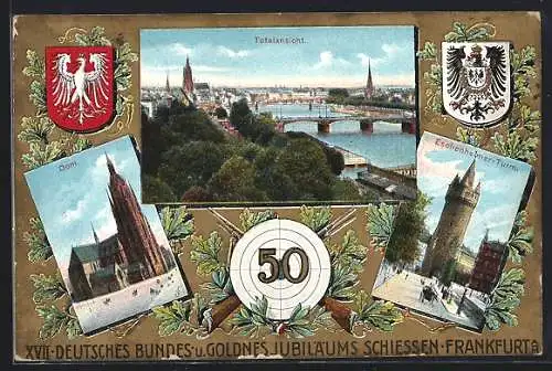 AK Frankfurt a. M, Totalansicht, XVII. Deutsches Bundes- u. Goldenes Juibläums Schiessen, Schützenfest