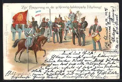 Lithographie Erhebnung Schleswig-Holsteins, Armee vor 50 Jahren