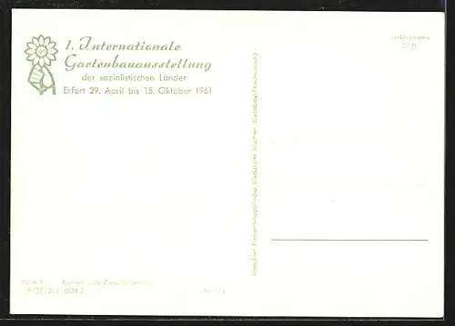 AK Erfurt, 1. Internationale Gartenbauausstellung 1961, Halle XIII- Blumen & Zierpflanzen