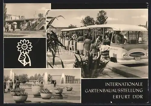 AK Erfurt, Internationale Gartenausstellung, Mehrfachansicht auf das Austellungsgelände und IGA-Express