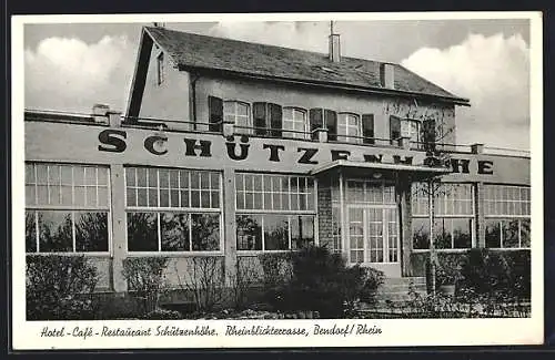 AK Bendorf /Rhein, Hotel-Café Schützenhöhe mit Rheinblickterrasse, Inh. Toni Geissler