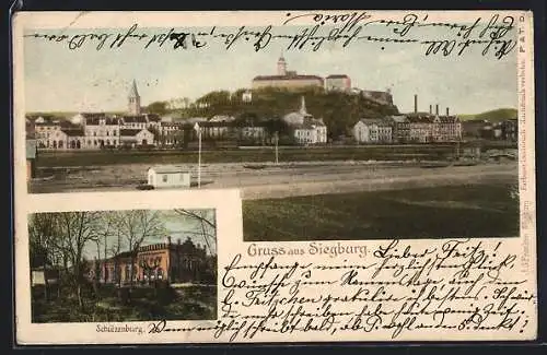 AK Siegburg, Gasthaus Schützenburg, Ortsansicht