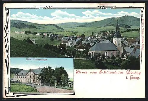 AK Geising i. Erzg., Das Hotel Schützenhaus, Ortsansicht