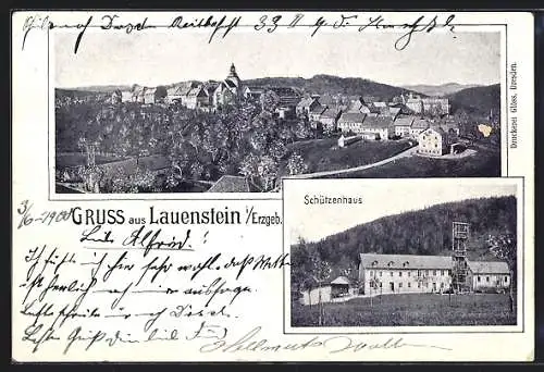 AK Lauenstein i. Erzgeb., Schützenhaus und Gesamtansicht