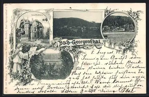 AK Georgenthal / Hzgt. Gotha, Pension Villa Waldhaus, Pension Eyring, Kurhaus Hotel Selpitzerhof