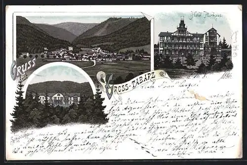 Lithographie Gross-Tabarz, Hotel-Kurhaus, Schiesshaus