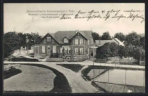 AK Schmiedefeld i. Thür., Restaurant und Gartenwirtschaft z. Schützenhof v. Guido Kupfer