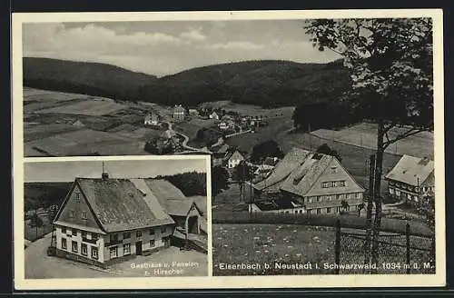 AK Eisenbach / Schwarzwald, Ortsansicht mit Umgebung aus der Vogelschau, Gasthaus u. Pension zum Hirschen