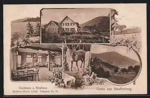 AK Staufenberg / Murgtal, Gasthaus zum Neuhaus, Innenansicht, Panorama