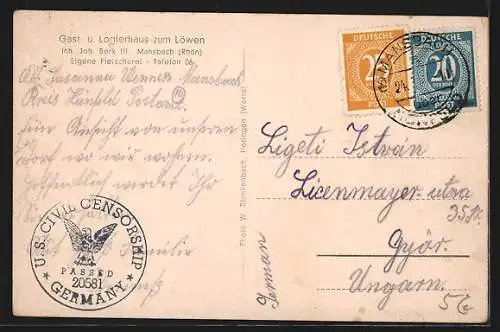 AK Mansbach, Totalansicht, Gast- & Logierhaus zum Löwen, Inh. Joh. Berk, Schloss Remonteamt