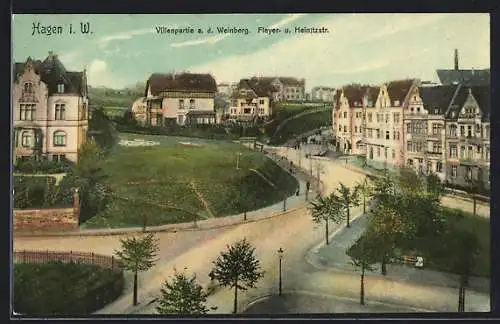 AK Hagen i. W., Fleyerstrasse aus der Vogelschau