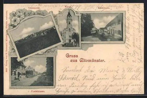 AK Altomünster, Poststrasse, Kirchstrasse und Kirche