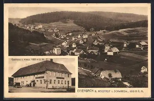 AK Eisenbach / Schwarzwald, Gesamtansicht & Gasthaus z. Kreuz