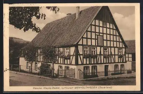 AK Wenholthausen /Sauerland, Blick auf die Pension Klauke-Becker