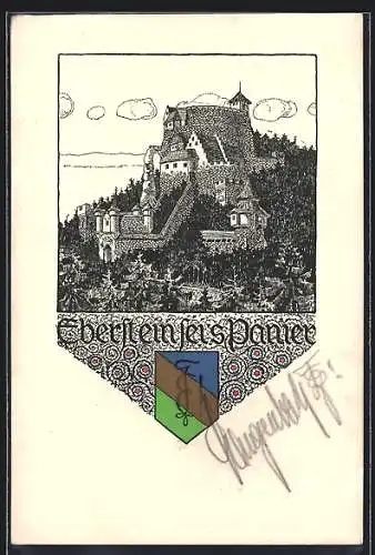 Künstler-AK Baden-Baden, Eberstein sei`s Panier, Studentenwappen