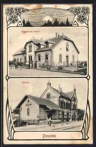 AK Dirmstein, Bahnhof, Restaurant Römer