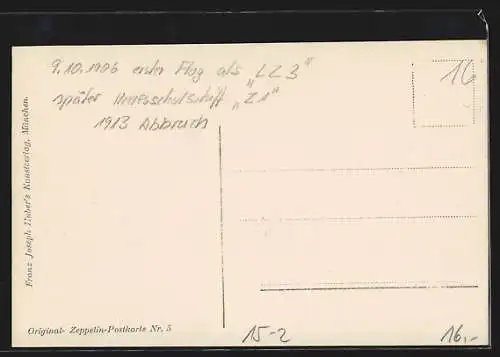 AK München, Landung des Grafen Zeppelin Z. I. auf dem Oberwiesenfeld 1909