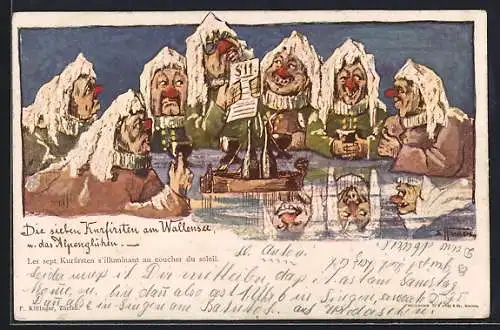 Künstler-AK sign. E. Hansen / Emil Nolde: Die sieben Kurfirsten am Wallensee, Berg mit Gesicht / Berggesichter