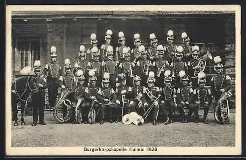 AK Hallein, Bürgerkorpskapelle, Gruppenaufnahme von 1928