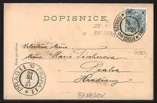 Lithographie Beneschau / Benesov, Piaristská kolej, Nemognice, Kasárna