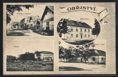 AK Obristvi, Zámek, Opatrovna, Stred obce