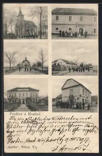 AK Hostin, Kirche, Schule und Gasthaus