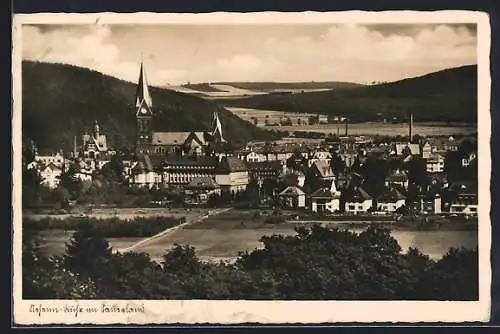 AK Neheim, Blick auf den Ort mit Kirche