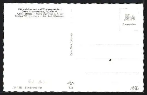 AK Dobel /Schwarzwald, Cafe Talblick, Innenansichten