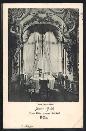 AK Köln, Savoy-Hotel, Erker Rococosaal, Innenansicht