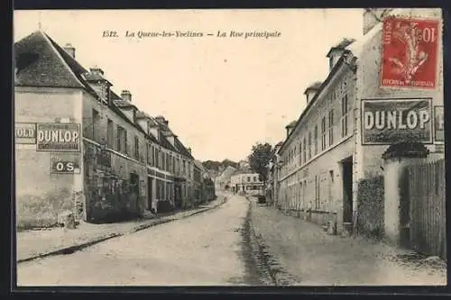 AK La Queue-les-Yvelines, La Rue principale, Strassenpartie