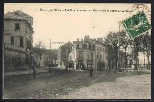 AK Saint-Cyr-l`Ecole, Jonction de la rue de l`École et de la route de Versailles