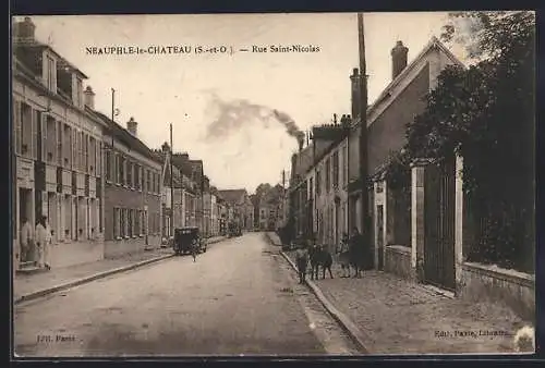 AK Neauphle-le-Chateau, Rue Saint-Nicolas, Strassenpartie