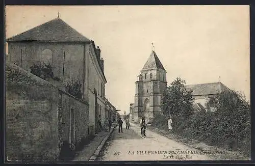 AK La Villeneuve-en-Chevrie, La Grande-Rue, Strassenpartie