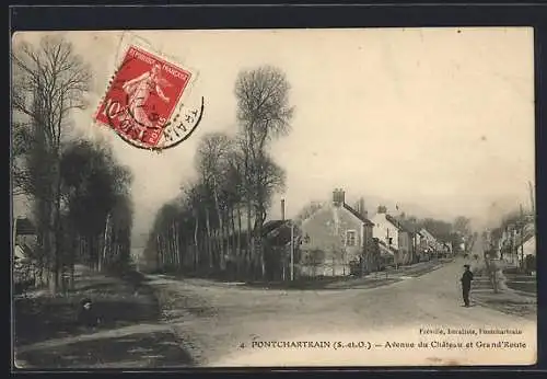 AK Pontchartrain /S.-et-O., Avenue du Château et Grand`Route