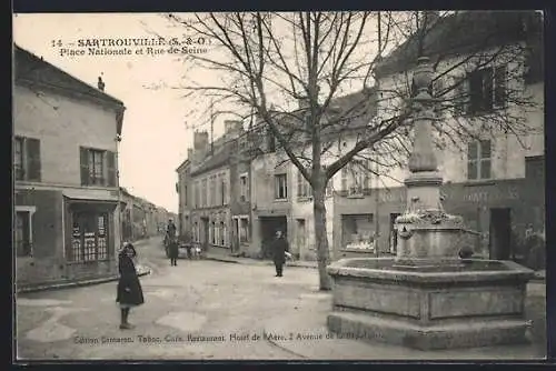 AK Sartrouville /S.-&-O., Place Nationale et Rue de Seine