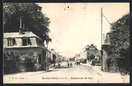 AK St-Cyr-Ecole, Entrée de St-Cyr, Ortseingangsstrasse mit Cafe