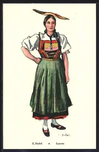 Künstler-AK Schweiz, Luzernerin in Tracht