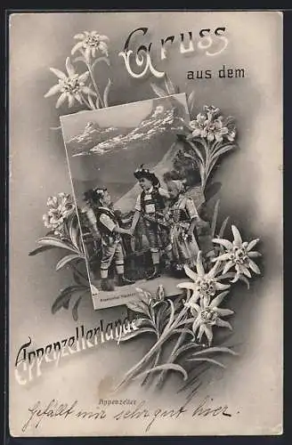 AK Appenzell, Appenzeller Trachten, Edelweiss