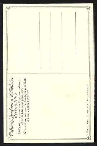 Künstler-AK Bern, Mittelland, Frau in Tacht mit Heugabel