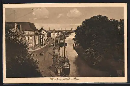 AK Oldenburg i. Old., Stau aus der Vogelschau