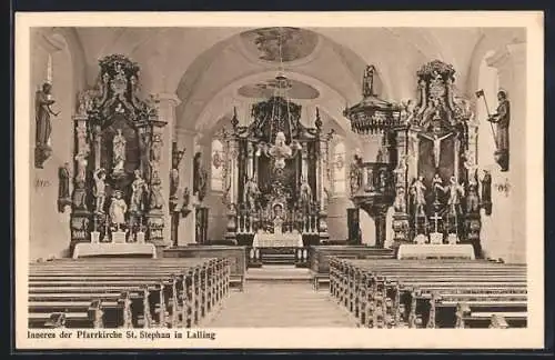 AK Lalling, Inneres der Pfarrkirche St. Stephan