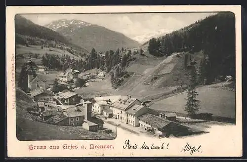 AK Gries a. Brenner, Teilansicht mit Kirche