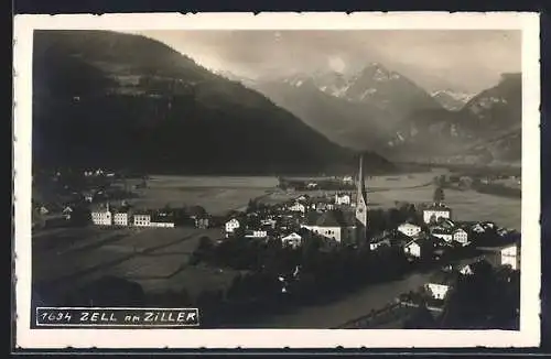 AK Zell am Ziller, Ortsansicht aus der Vogelschau