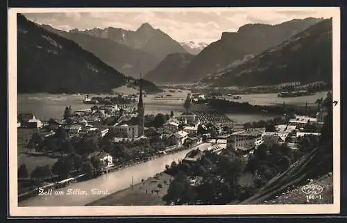 AK Zell am Ziller, Ortsansicht aus der Vogelschau
