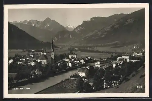 AK Zell am Ziller, Teilansicht aus der Vogelschau