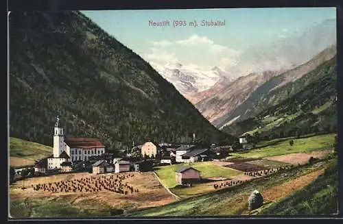 AK Neustift /Stubaital, Ortsansicht aus der Vogelschau