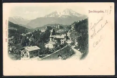 AK Berchtesgaden, Totalansicht mit Blick auf die Alpen