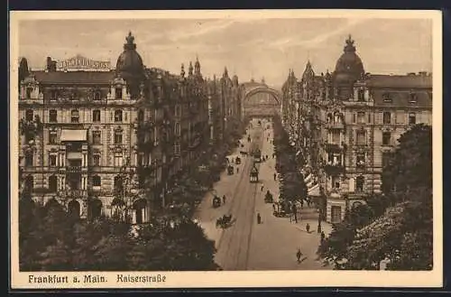 AK Frankfurt a. M., Die Kaiserstrasse aus der Vogelschau