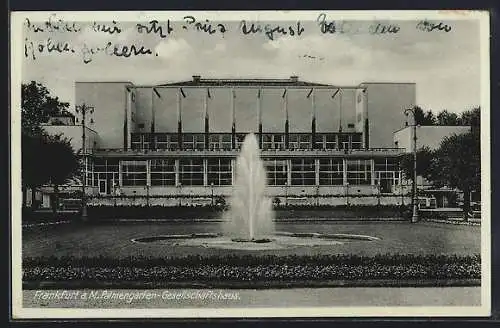 AK Frankfurt-Westend, Palmengarten-Gesellschaft mit Springbrunnen