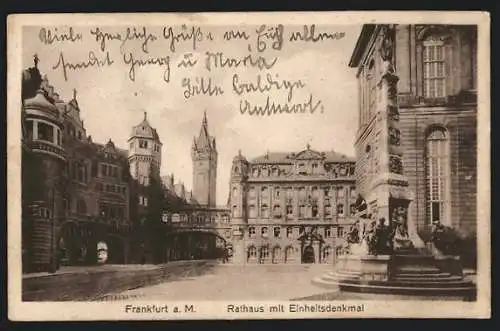 AK Alt-Frankfurt, Rathaus mit Einheitsdenkmal